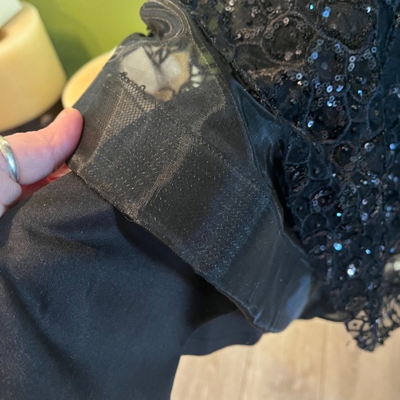 NEW- Designer Custom Black gown with Swarovski Crystals - Picture 7 of 8